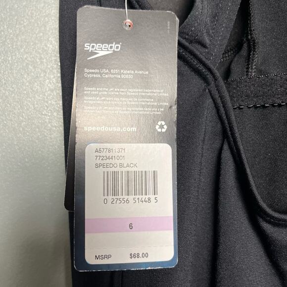 NWT Speedo Women’s Endurance One Piece Sport Swimsuit Black Moderate Cut Size 6 - Picture 4 of 7